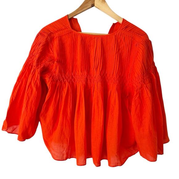 NWT Madewell Pintucked Flutter Sleeve Top Fiery Orange Size XS - Picture 5 of 11